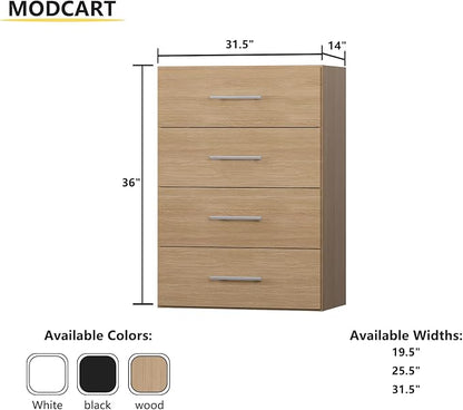 4 Drawer Short Tower Closet Unit, Modular Closet System, Wood Closet System Organizer with Storage for Walk In Closets, Clothing Rack Closet for Hanging Clothes, Bedroom, Wood, 31.5"W