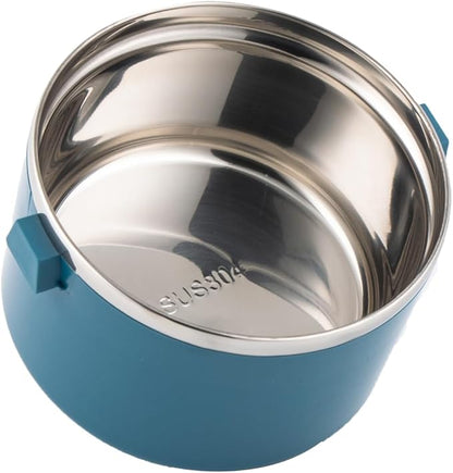 SANQIAHOME 3 Tier Stackable Stainless Steel Lunch Box Sealed(blue, 3 layers) with spoon and fork
