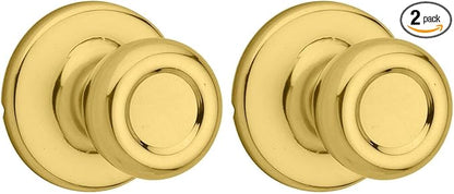 Kwikset 92001-564 Tylo Passage Hall/Closet Knob in Polished Brass (Pack of 2)