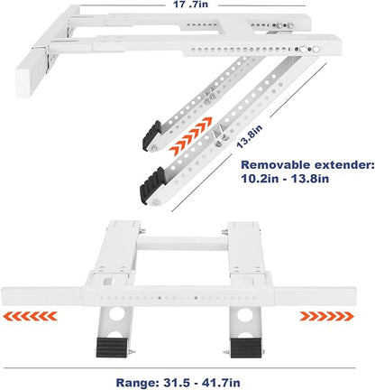Window Air Conditioner Support Bracket, Universal Ac Window Bracket No Drilling and Tools Required, Heavy Duty Steel Holds Up to 220lbs, Fits Single Or Double Hung Windows, with Installation Manual
