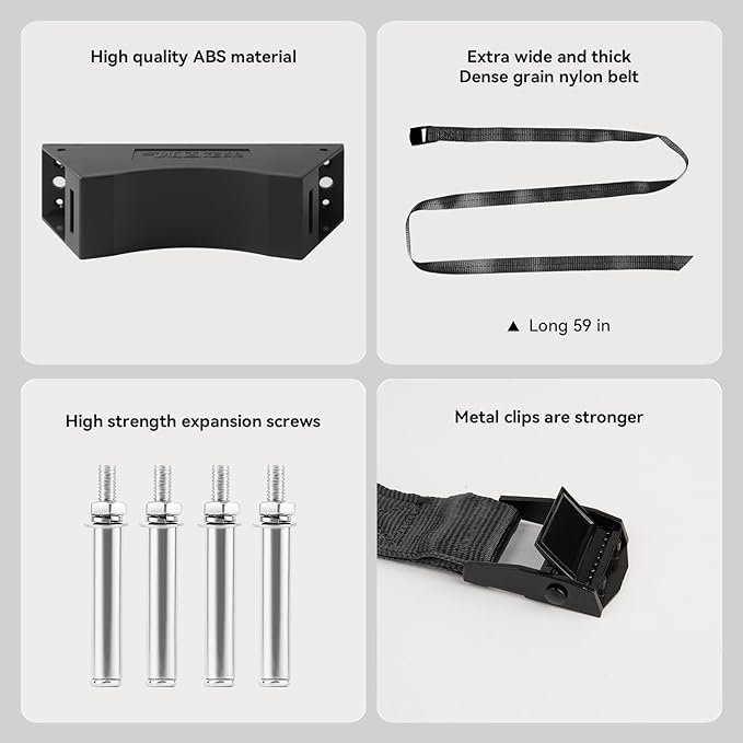 2PCS Propane Tank Holder, Propane Tank Mount, Excellent Quality ABS Gas Cylinder Holder with Screws and Safety Chain Supported 4"-12", Suitable for All Kinds of Gas cylinders (Black )