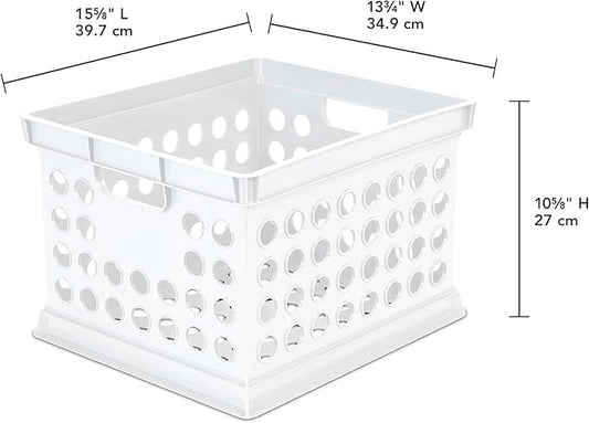Sterilite Stackable Plastic Storage Crate Bin Organizer File Box with Handles for Home, Office, Dorm, Garage, or Utility Organization, White, 12-Pack