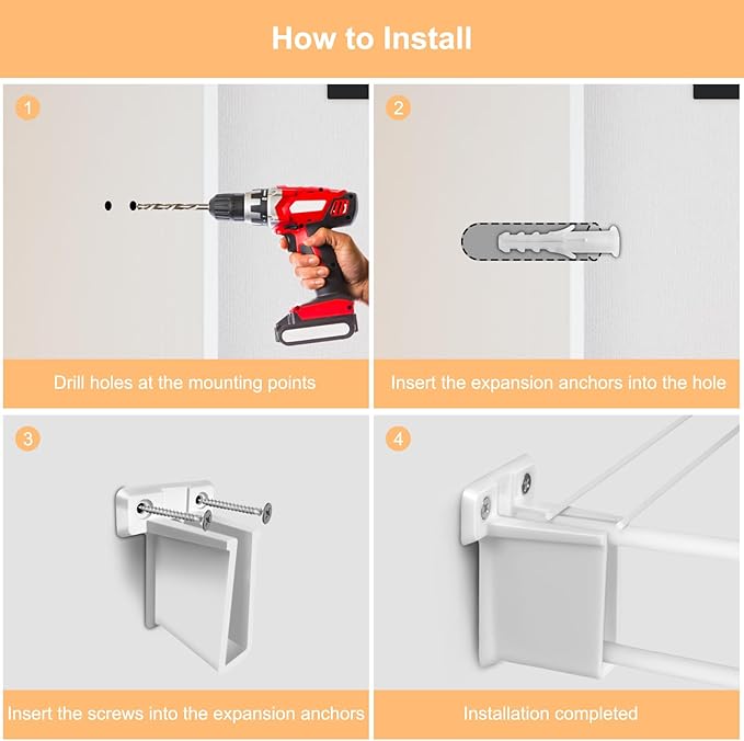 YSD 6Pcs Wire Shelf End Bracket, White Plastic Closet Shelves Brackets, Wall Mount Brackets for Shelves Closet, Screws Included