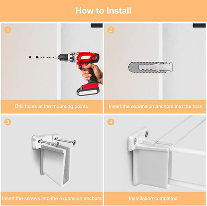 YSD 6Pcs Wire Shelf End Bracket, White Plastic Closet Shelves Brackets, Wall Mount Brackets for Shelves Closet, Screws Included