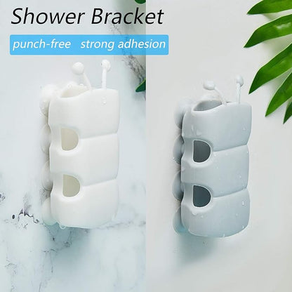 Riakrum 4 Pieces Silicone Shower Head Holder Universal Relocatable Silicone Shower Bracket Non Drilling Movable Fixed Seat Handheld Accessories