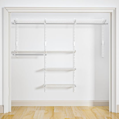 Wire Closet Organizer System, Wall Mounted 6.5 Ft. Custom Closet Kit for Bedrooms Laundry Mudroom Garage Basement, Adjustable Storage Shelves for Clothes Shoes Handbags