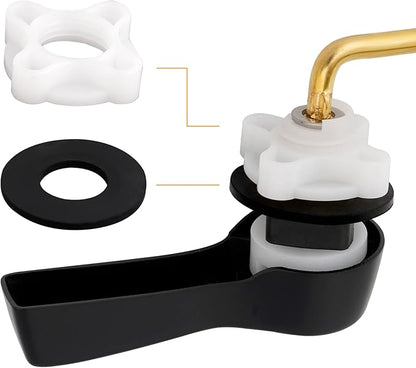 Hibbent Universal Metal Side Mount Toilet Handle Replacement Kit, Brass Toilet Flush Tank Lever with Stainless Steel Flapper Chains for Most Toilets, Matte Black Finish