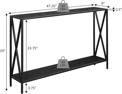 Convenience Concepts Tucson Console Table 47.25" - Modern Sofa Table with Storage Shelf, Entryway Hall Table for Living Room, Weathered Barnwood/Black