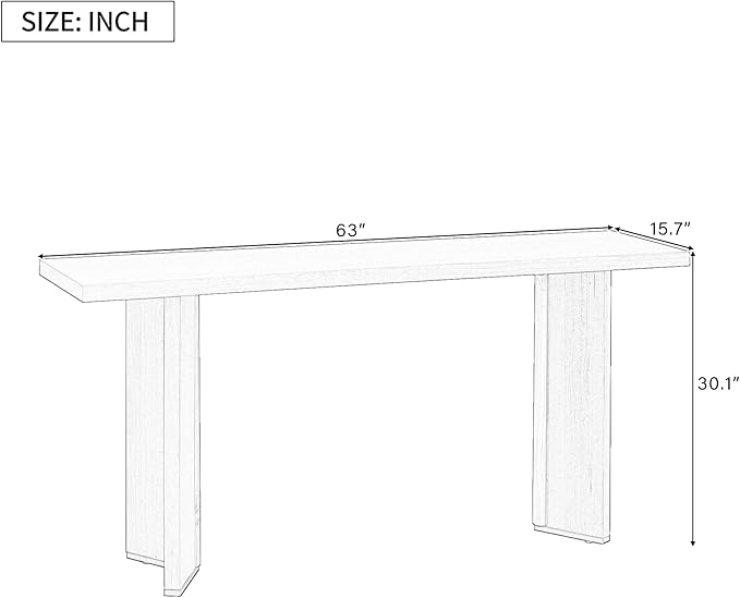 Modern Console Table with Pine Veneer and Geometric Legs, Sofa Table, Narrow Entryway Table Suitable for Living Room, Study, Dining Room, Foyer, Easy Assembly (Beige-WW12)