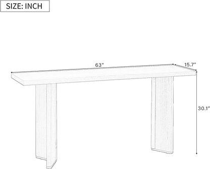 Modern Console Table with Pine Veneer and Geometric Legs, Sofa Table, Narrow Entryway Table Suitable for Living Room, Study, Dining Room, Foyer, Easy Assembly (Beige-WW12)