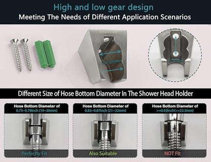Dual Slot Handheld Shower Head Holder, Secure Screw-in Wall Mount Bracket, 304 Stainless Steel Shower Wand Holder(1Pcs)