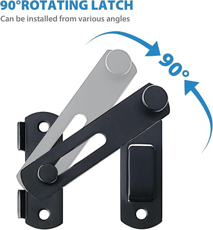 Alise 2Pcs Flip Latch Gate Latches, 4 inch Safety Door Lock for Barn Wood Fence Sliding French Doors,Heavy Duty SUS304 Stainless Steel Gate Hardware Matte Black MS9500B-2P
