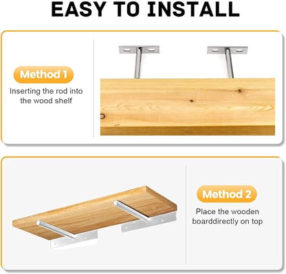 Floating Shelf Bracket Hidden Shelf Supports Brackets 4PCS Heavy Duty Concealed Blind Shelf Support Wall Mounted Brackets with Mounting Screws for Floating Wood Shelves (3 inch)