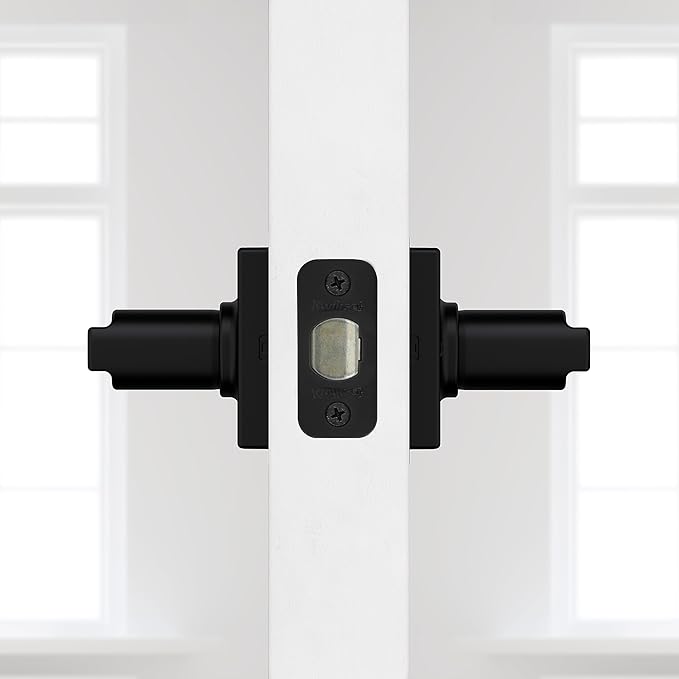Kwikset Casey Hallway Passage and Bed/Bath Privacy Door Handle 6 Pack, 3 Passage Levers and 3 Privacy Levers, Matte Black Reversible Interior Handles, with Microban