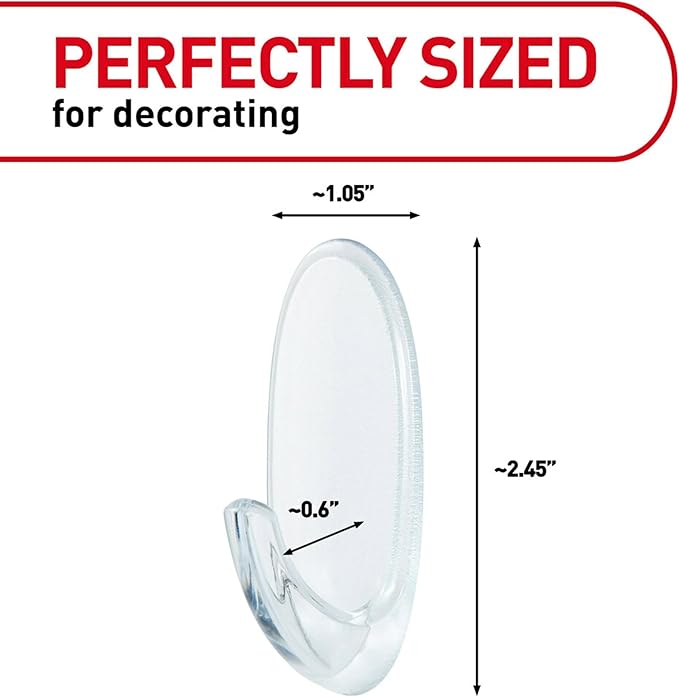 Command Medium Clear Wall Hook, 7 Wall Hook and 12 Strips, Damage-Free Hanging with Adhesive, Great for Hanging Home Decor, Holds up to 2 lb