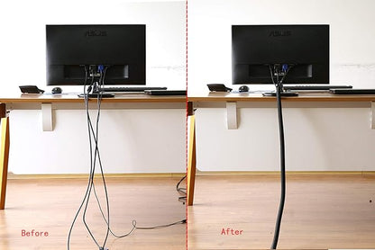 Alex Tech 10ft - 1 inch Cord Protector Wire Loom Tubing Cable Sleeve Split Sleeving For USB Cable Power Cord Audio Video Cable – Protect Cat From Chewing Cords - Black