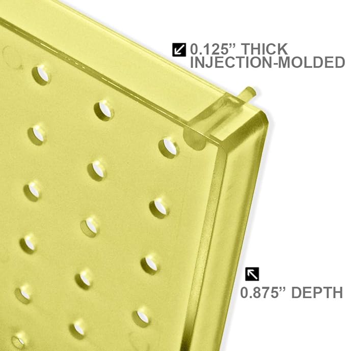 Azar Displays 900940-YEL The DIY Multi-Purpose 10-Piece Pegboard Wall Organizer Kit with One Panel and Accessory Assortment: Hooks, Bins, Headband Holder, Cylinder and Cups. Peg Wall Storage System , Yellow