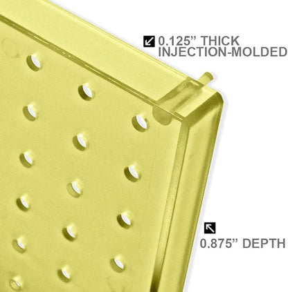 Azar Displays 900940-YEL The DIY Multi-Purpose 10-Piece Pegboard Wall Organizer Kit with One Panel and Accessory Assortment: Hooks, Bins, Headband Holder, Cylinder and Cups. Peg Wall Storage System , Yellow