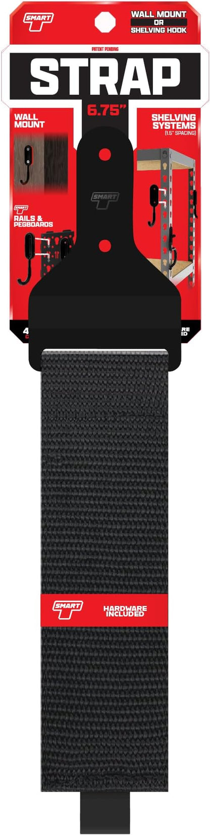 Smart T Wall Hook Strap | 6.75" Strap for Garage Organization, Heavy Duty, Durable, Space Saving Tool Holder - Wall Mount or Shelving Hooks