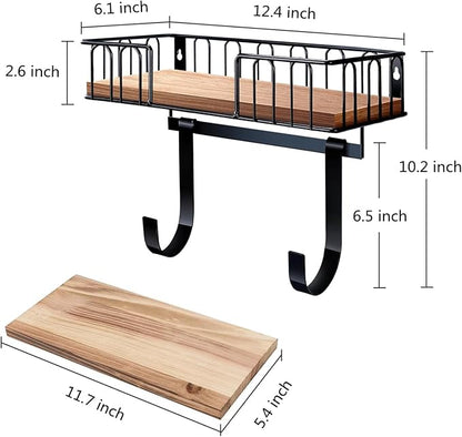 TJ.MOREE Ironing Board Hanger Metal Wall Mount Iron and Ironing Board Holder, Laundry Room Decor and Storage with Large Storage Black