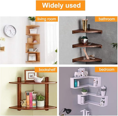 Luomorgo 4 Pcs 3 Inch Floating Shelf Bracket Blind Shelf Bracket Hidden Brackets for Floating Wood Shelves - Screws and Wall Plugs Included