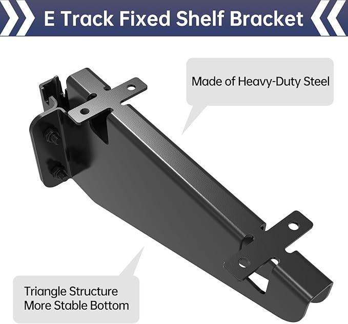E Track Fixed Shelf Brackets,Heavy Duty Metal DIY E-Track Brackets for Shelves in Enclosed Trailer, Truck,Warehouse,Cargo Trailer- Pack of 4