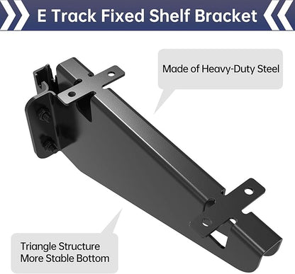 E Track Fixed Shelf Brackets,Heavy Duty Metal DIY E-Track Brackets for Shelves in Enclosed Trailer, Truck,Warehouse,Cargo Trailer- Pack of 4
