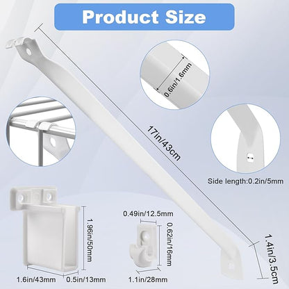 12 Inch Wire Shelf Brackets Set, 8 Pack Metal White Closet Support Bracket with End Brackets & Clips for Wire Shelving Wall Bracket Installation, Support Wire Closet Shelves Racks (8 Pack)