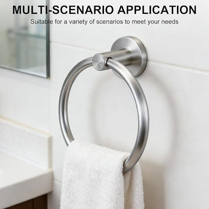SetSail Towel Holder for Bathroom Wall Silver Towel Ring Stainless Steel Hand Towel Holder Heavy Duty Towel Hanger for Bath, Kitchen Drill Hole