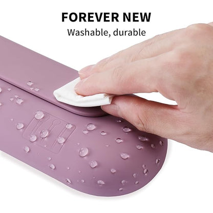 2 IN 1 Silicone Makeup Brush Holder with Beauty Make Up Sponge Holder Case：Soft Portable Cosmetic Face Brushes Holder with Upgrade Anti-Fall Out Magnetic Closure - Light Purple