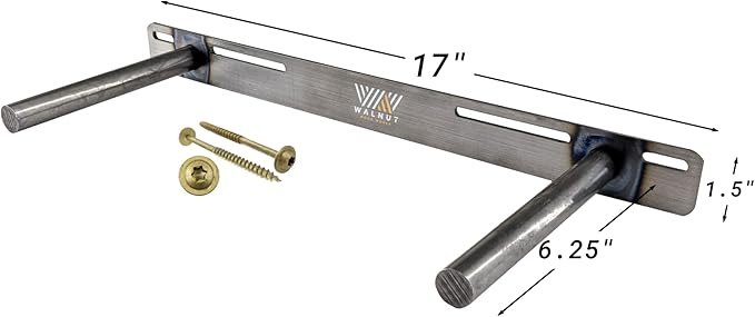 Floating Shelf Bracket 2 Pack - 18” Hidden Shelf Brackets, 150 LB Weight Capacity Supports Wall Mounted Floating Shelves of Any Length, 3/4 Inch Industrial Solid Steel Support Rods Walnut Wood Works