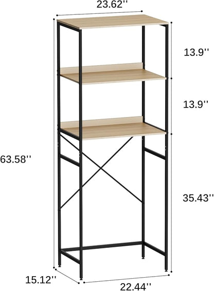 Mini Fridge Shelf Mini Fridge and Microwave Stand Over Mini Fridge Storage Rack 3 Tier Microwave and Fridge Stand Suitable for Dorm, Kitchens, Offices, Natural
