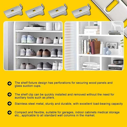 30pcs Shelf Clips,Adjustable Steel Pilaster Shelf Clip Support,for Shelf Pilaters Adjustable Shelving System DIY Cabinet Bookshelf Sheving,Plug-and-Play, Easy to Adjust, no Tools Required