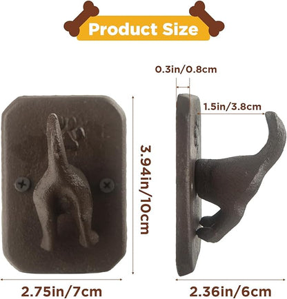 Cast Iron Dog Tail Heavy Duty Hooks, Rustic Wall Garage Hook, Decorative Puppy Leash Holder for Farmhouse Entryway Tool Shed Hanging Coat, Keys