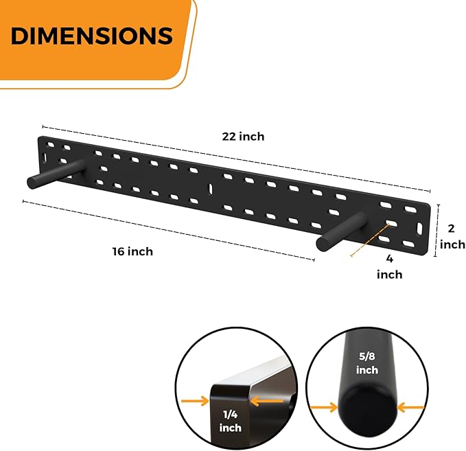 Floating-Shelf Brackets - Heavy Duty Black Steel Hidden Wall Shelves (Backplate: 22 x 2 inch, 4 inch Rod)