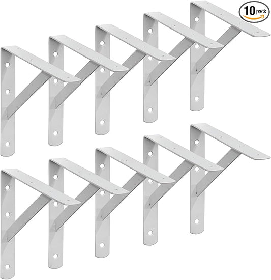 Decko Products 49137-10 Heavy-Duty Shelf Bracket, 8.5-Inch X 11.25-Inch, 10-Pack, White