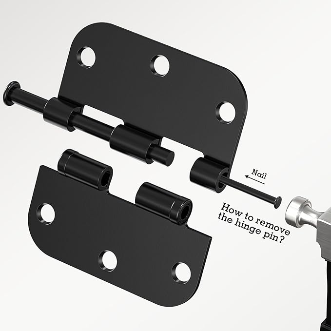 24 Pack Ball Bearing Door Hinges Matte Black 3.5 Inch 5/8"Radius Rounded Squeak Free Interior 3-1/2"Flat Iron Bifold Standard Office Bedroom Indoor for Doors 3 ½" Hardware Home House Decor Essentials