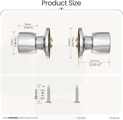 HOSOM 6 Pack Dummy Door Knob, Keyless Closet Door Knobs Satin Nickel Single Side Dummy Door Knob, Exterior/Interior Door Knobs, Individual Non-Turning Inactive Interior Door Handles, French Door Pulls