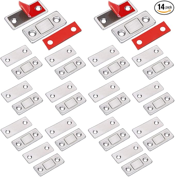 Cabinet Magnetic Catch Jiayi 14 Pack Ultra Thin Cabinet Door Magnets Stick on Drawer Magnets Cabinet Latch Magnetic Closures for Cabinets Kitchen Closet Door Closing Magnetic Door Catch Closer
