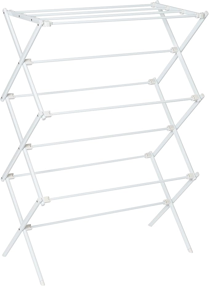 Honey-Can-Do Collapsible Laundry Drying Rack, Portable Clothes Rack, Space-Saving & Easy to Store Metal Garment Rack, Sturdy Clothes Dryer, Ideal for Small Spaces, Indoor & Outdoor Use, White