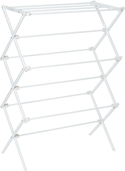 Honey-Can-Do Collapsible Laundry Drying Rack, Portable Clothes Rack, Space-Saving & Easy to Store Metal Garment Rack, Sturdy Clothes Dryer, Ideal for Small Spaces, Indoor & Outdoor Use, White