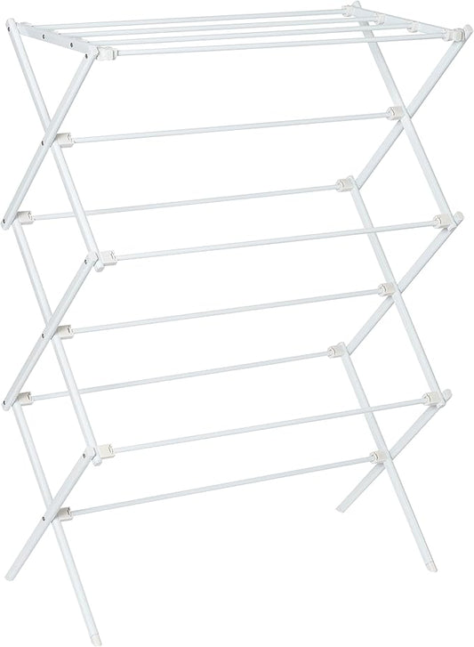 Honey-Can-Do Collapsible Laundry Drying Rack, Portable Clothes Rack, Space-Saving & Easy to Store Metal Garment Rack, Sturdy Clothes Dryer, Ideal for Small Spaces, Indoor & Outdoor Use, White