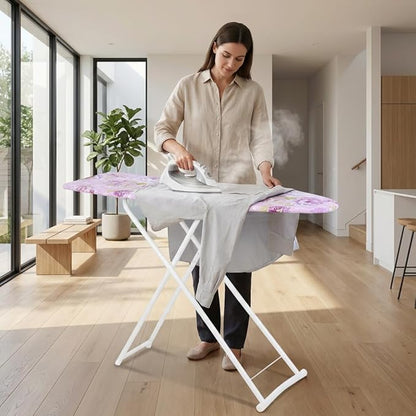 Foldable Ironing Board 43" x 13", Height Adjustable Iron Board with Heat Resistant Cover & Iron Rest, 43" Long Ironing Board with Sleeve Board, for Laundry Room