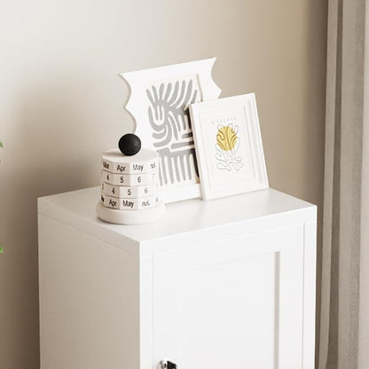 ALBAD Metal Nightstand with Lockable Cabinet, Compact Mini Locker Bedside Table for Kids & Adults, Modern Steel Side Table for Bedroom, Dorm, or Living Room (White)