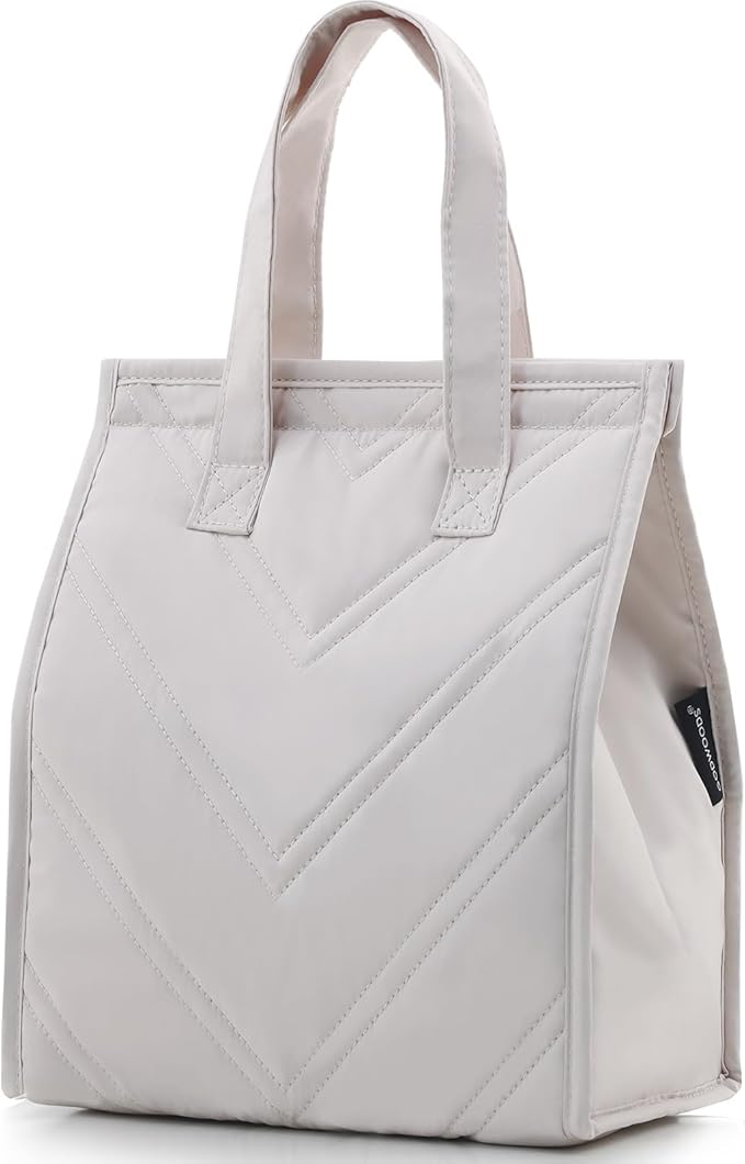 TELLUMO Lunch bag, Insulated Lunch Bag for Women Men Large Lunch Box Container Reusable Leakproof Tote for Office, Work, School, Beach or Travel (Q- Beige)