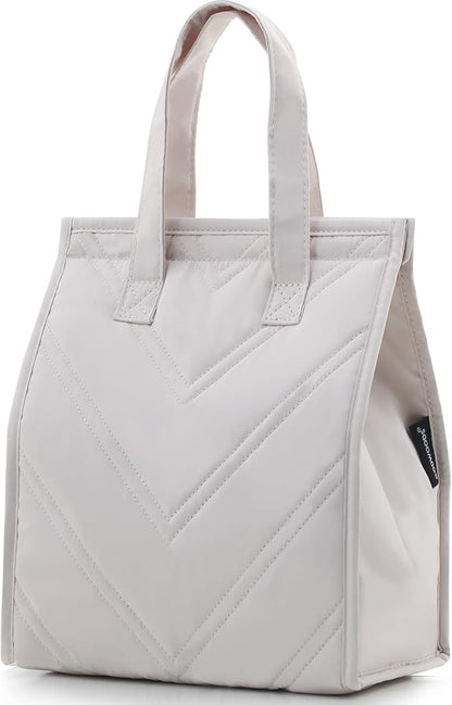 TELLUMO Lunch bag, Insulated Lunch Bag for Women Men Large Lunch Box Container Reusable Leakproof Tote for Office, Work, School, Beach or Travel (Q- Beige)