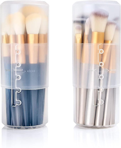 OCHEAL 2 Pack Transparent Plastic Makeup Brush Holders, Dual Use, Lightweight, Spacious