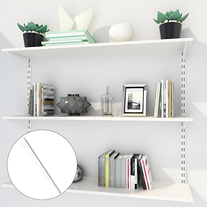 10 Pack 14.5 Inch Adjustable Shelf Brackets, Heavy Duty Wire Shelving Brackets, Locking Shelf Bracket for Double Track System Closet Organization