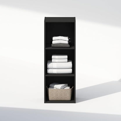 Furinno Reed Closet Organizers and Storage, 3-Tier Closet Organizer, Open Shelf Closet Storage, for Wardrobe, Bedroom, Living Room, Blackwood