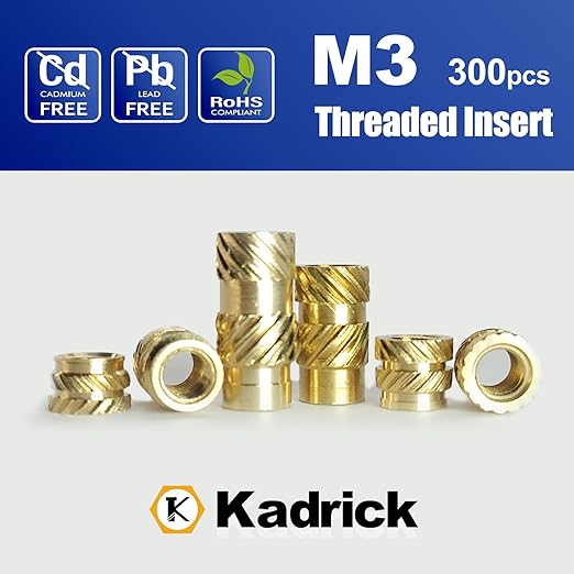 300 Pcs M3 Threaded Inserts for Plastic with Heat Set Tip,M3*(3mm-10mm Hight)*4.5mm Heat Set Inserts Kit,Brass Inserts for 3D Pringting